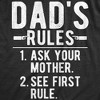 Mens Dads Rules Ask Your Mother See First Rule T Shirt Funny Rule List Joke Tee For Guys - Crazy Dog Men's T Shirt - 2 of 4