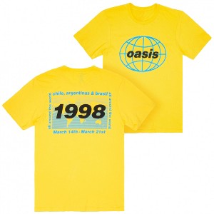 Adult Oasis 1998 World Tour South America Front and Back Print T-Shirt - Large - 1 of 4
