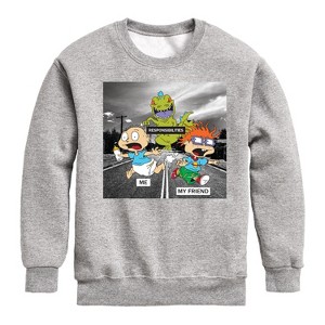 Boys' - Rugrats - Reptar Meme Graphic Long Sleeve Fleece Sweatshirt - 1 of 4