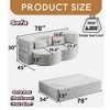 Modern Floor Sofa with 2 Pillows,Convertible Teddy Fabric Foam-Filled Sleeper Sofa Bed,15" Full Size Folding Mattress - Leovsnove - 3 of 4