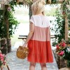 Anna-Kaci Women's Color Blocked Ruffle Dolman Sleeve Flared Loose Tunic Dress - 3 of 4