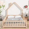 Full House-Shaped Headboard Bed with Handrails ,slats ,Natural，White - 3 of 4