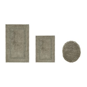 Lux Premium 100% Cotton  Ultra-Soft Tufted Solid Reversible 3 Piece Bath Rug Set, Water-Absorbent, Durable, Machine Washable Bathroom Rug - 1 of 4