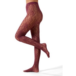 Memoi Women's "Blooming Floral" Fashion Net Tights - 1 of 4