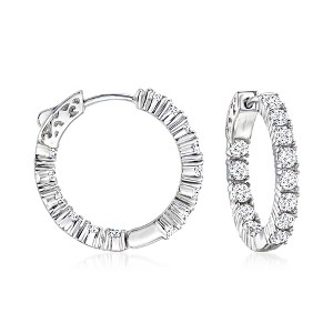 Ross-Simons 3.00 ct. t.w. CZ Inside-Outside Hoop Earrings in Sterling Silver - 1 of 3