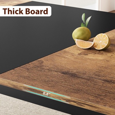 Industrial Black and Brown MDF Dining Table for 6-8 People
