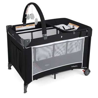 Safstar 3 in 1 Pack and Play with Toy Bar Diaper Changing Table with Safety Belt