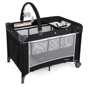 Safstar 3 in 1 Pack and Play with Toy Bar Diaper Changing Table with Safety Belt - 1 of 4
