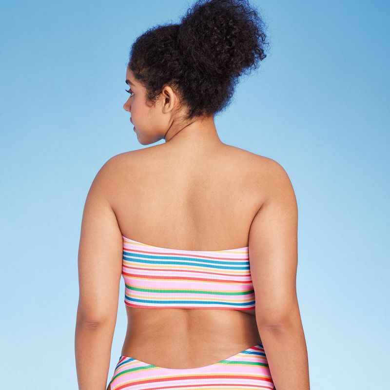 Women's Ribbed Pull-Over Bandeau Bikini Top - Wild Fable™ Multi Striped, 6 of 11