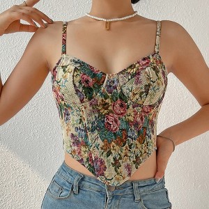Vintage Floral Camisoles with Zipper Strapped Corset - 1 of 4