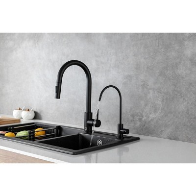 Brushed Nickel Single Handle Gooseneck Kitchen Faucet