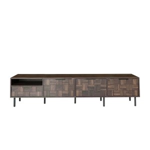 78 in. Modern TV Console Table/Stand with Storage Compartment, Media Console with Storage, Walnut color - 1 of 4