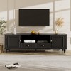 LOVSON 70.9''modern TV stand, suitable for 80-inch TVs, equipped with open shelves, two drawers and five solid legs, suitable for living rooms, black - 2 of 4