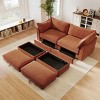 2-Seater Sectional Sofa with 2 Movable Footstools, Sofa with Pull-Out Storage Drawers, Upholstered Chenille Sofa with Cushion-Coolbibila - 3 of 4