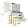 Vanity Desk with Mirror and Lights, Makeup Vanity Desk with Sliding LED Lighted Mirror, Power Outlet - 3 of 4