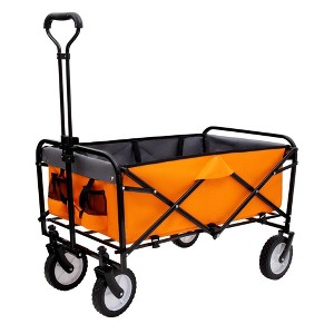 SKRAN Foldable Wagon Cart,Supports 360 lbs All-Terrain Wheels Beach Utility Wagon Grocery Cart with strapping system,for Camping Shopping - 1 of 4