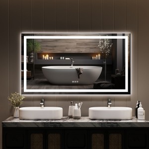 60x36 Inches Large Bathroom Mirror, FramelessVanity Mirror with Led Lights,Front Lit and Backlit,Wall-Mounted Mirror for Over Sink, Entryway, Bedroom - 1 of 4