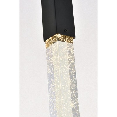Adjustable Modern Black Metal & Crystal LED Pendant Light