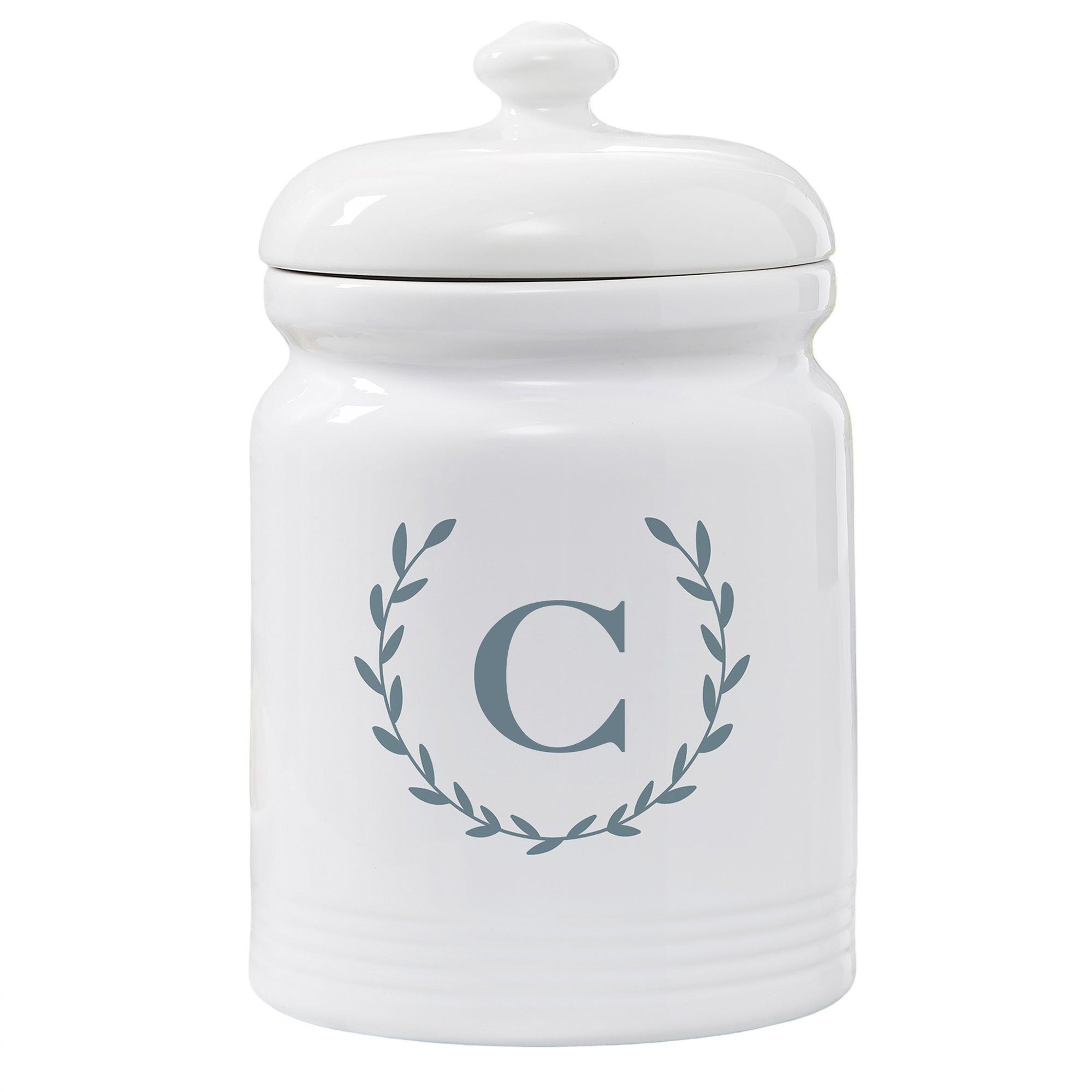 Personalization Mall Laurel Wreath Initial Cookie Jar, C