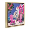 Stupell Industries Beach Chair Meetup in Pink Floating Frame Canvas Art, Gold, 18" x 18" - 2 of 4