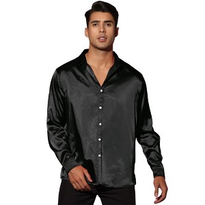 Lars Amadeus Men's Long Sleeves Button Down Prom Party Satin Dress Shirts - 1 of 4
