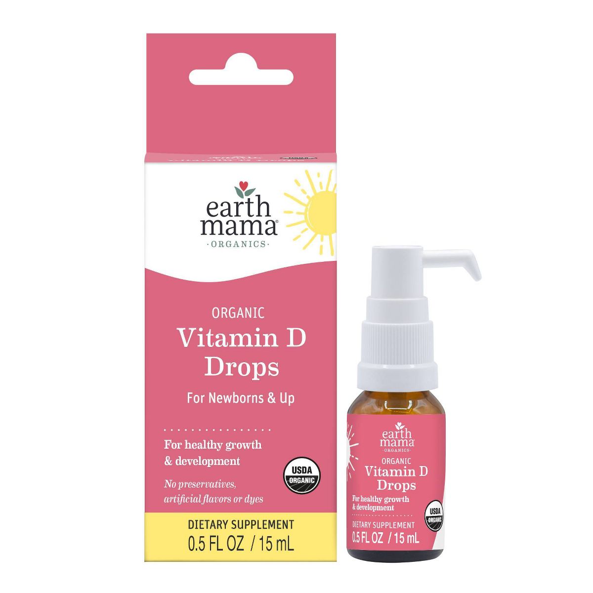 Earth Mama Baby Organic Vitamin D Liquid Drops - 0.5 fl oz
