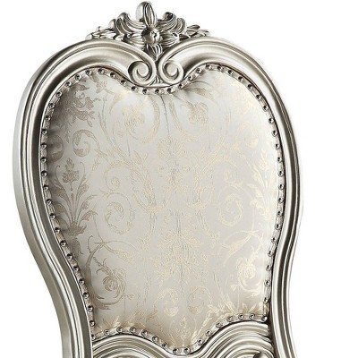 Bently Beige Jacquard Upholstered Side Chair with Floral Moldings