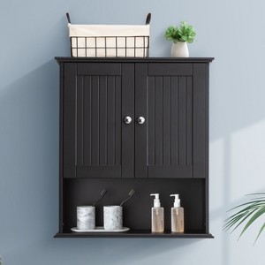 Sapphtopaz Modern Wall Bathroom Cabinet with Door & Open Shelves Wooden Bathroom Cabinet Over The Toilet Wall Storage Cabinet,Medicine Cabinets - 1 of 4