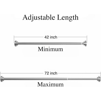 LunaLulinlk Adjustable 43" ~ 72" Stainless Steel Tension Shower Curtain Rod, No Drill - Matt Nickle