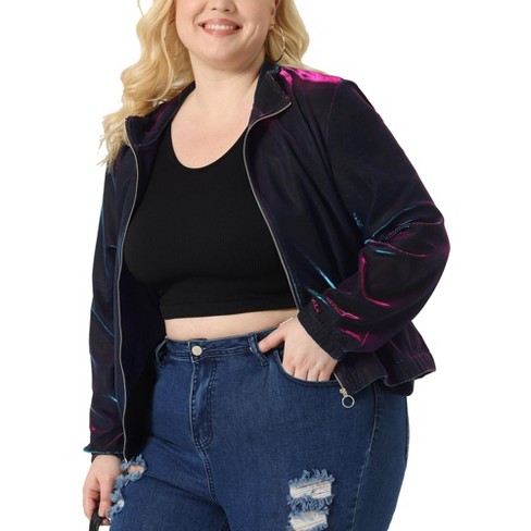 Plus size hot sale holographic jacket