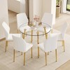 7-Piece Dining Set with Glass Table and 6 PU Armless Chairs - 2 of 4