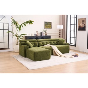 VASIP 104" L-Shaped Chenille Convertible Chaise Sectional Sofa ,30D High-Density Sponge, for Apartment,Living Room,No Assembly,Antiuqe White - 1 of 4