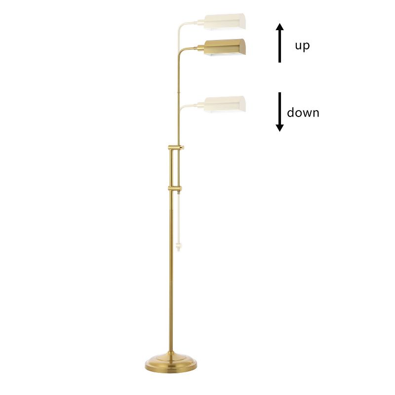63&#34; Zinnia Industrial Minimalist Height Adjustable Iron Pharmacy Floor Lamp (Includes LED Light Bulb) Brass Gold - JONATHAN Y, 5 of 10