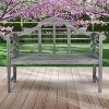 Lutyens 3-Seat Arched Acacia Wood Outdoor Garden Patio Bench - JONATHAN Y - 2 of 4