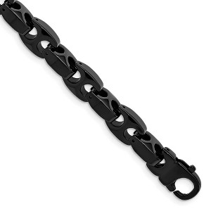 Black Bow Jewelry Men's 9mm Black Plated Tungsten Anchor Link Chain Bracelet, 9 Inch - 1 of 4