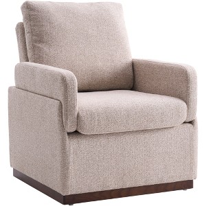 YOUNIKE 27.6” W Armchair Velvet Upholstered Single Sofa Makeup Vanity Chair Modern Living Room Accent Chair with Solid Wood Base - 1 of 4