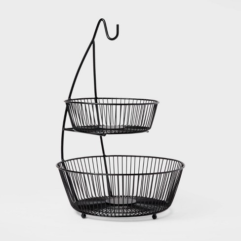 Iron Wire 2-tier Fruit Basket Wire Banana Hanger Black - Threshold™ : Target