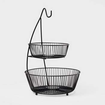 Iron Wire 2-Tier Fruit Basket wire Banana Hanger Black - Threshold™