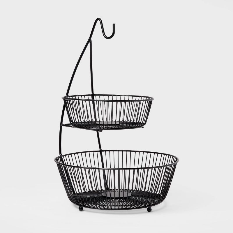 Iron Wire 2-Tier Fruit Basket wire Banana Hanger Black - Threshold&#8482;, 1 of 5