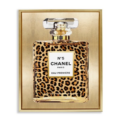 Stupell Industries Leopard Pattern Perfume Black Framed Floater Canvas Wall Art
