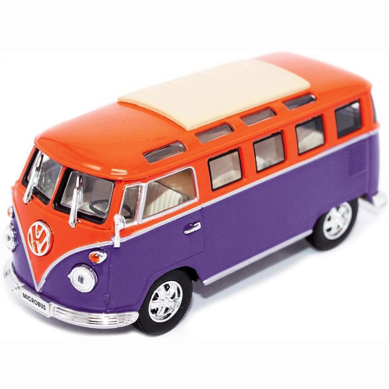 1962 Volkswagen Microbus Van Bus Orange/Purple 1/43 Diecast Car by Road Signature, 2 of 4