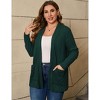 Coolmee Women's Plus Size Cardigan Shawl Long Sleeve Outerwear Lightweight Open Front Ribbed Knit Casual Cardigan Sweaters with Pockets 3XL Green - 3 of 4