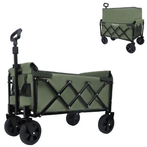 Whisen Expandable Dual-Layer Utility Wagon with 100% Extra Space, Grocery Cart for Camping, Shopping, Supports 225lbs - 1 of 4