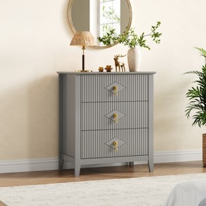 Night Stand with 3 Drawers White Dresser for Bedroom 27" Modern Bedside Table, Wood Chest of Wide Drawer Storage End Table Living Room,Hallway,Office - 1 of 4