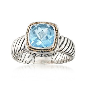 Ross-Simons Balinese 2.30 Carat Sky Blue Topaz Ring in 2-Tone Sterling Silver - 1 of 4