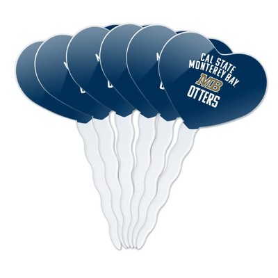 California State University Monterey Bay Otters Logo Heart Love Cupcake Picks Toppers Decoration Set of 6