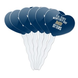 California State University Monterey Bay Otters Logo Heart Love Cupcake Picks Toppers Decoration Set of 6 - 1 of 4