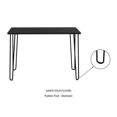 Black Wood Hairpin Leg Desk with Drawer