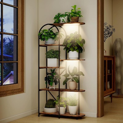 6 Tier Large Capacity Adjustable Plant Rack with Grow Lights