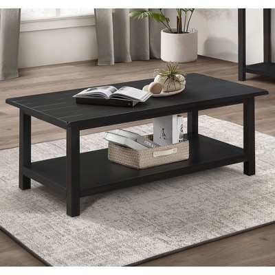 NicBex 47.25" Farmhouse Coffee Table,Rectangular Center Table with Open Storage Shelf for Living Room,Office,Bedroom